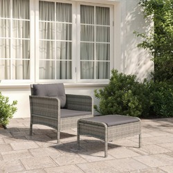 Garten-Lounge-Set mit Kissen Hocker Poly Rattan Sitzgruppe Garnitur Sofa Couch