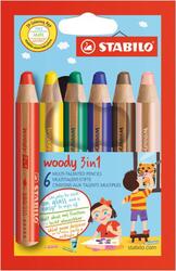 STABILO woody 3 in 1 Buntstift,Wasserfarbe,Wachsmalkreide 18,10,6 Etui Schpitzer