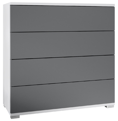 Kommode Schrank Anrichte Sideboard Pavos V3 in Weiß - Hochglanz & Naturtöne