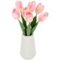 Kunstblume Real-Touch-Tulpen, I.GE.A., Höhe 33 cm, Vase aus Keramik, rosa