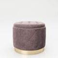 PLAYBOY - Pouf "LIZ" gepolsterter Sitzhocker mit Stauraum, Samtstoff in Rosa und Chesterfield-Optik, Metallfuss in Goldoptik, Retro-Design