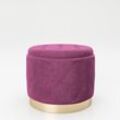 PLAYBOY - Pouf "LIZ" gepolsterter Sitzhocker mit Stauraum, Samtstoff in Lila und Chesterfield-Optik, Metallfuss in Goldoptik, Retro-Design