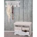 Garderobe mit Sitzbank Kommode mit 2 Körben 42x62x33cm, Shabby-Look, Vintage ~ weiß