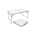 Klappbarer stabiler Campingtisch 120x60x70cm höhenverstellbar tragbar Kofferformat Aluminium Hellgra