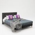 PLAYBOY - Boxspringbett "AUDREY", 160x200, Samtstoffbezug mit Diamond Stitching, inkl Topper und Matratze, anthrazit