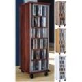 VCM CD Regal Holz Valenza CD Schrank mit Glastüren für 204 CDs oder 72 DVDs Maße: H. 98 x B. 31 x T. 35 cm Elegantes DVD Regal mit Rollen Blu ray Regal CD Regal