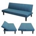 Schlafsofa MCW-J17, Couch Klappsofa Gästebett Bettsofa, Schlaffunktion Stoff/Textil 165cm ~ türkis-blau