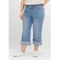 Dad-Jeans mit weitem Bein in 3/4-Länge, blue used Denim, Gr.42