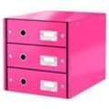 LEITZ Schubladenbox Click & Store pink 60480023, DIN A4 mit 3 Schubladen