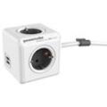 allocacoc PowerCube Extended DUO USB 4-fach Steckdosenwürfel 1,5 m weiß mit USB-Buchse