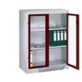 CP Stahlschrank 8531-055 S10182 lichtgrau, rubinrot, Acrylglas 120,0 x 50,0 x 120,0 cm, aufgebaut