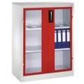 CP Stahlschrank 8521-055 S10217 lichtgrau, rubinrot, Acrylglas 93,0 x 50,0 x 120,0 cm, aufgebaut