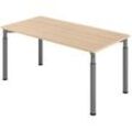 HAMMERBACHER YS16 höhenverstellbarer Schreibtisch eiche rechteckig, 4-Fuß-Gestell grau 160,0 x 80,0 cm