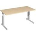 geramöbel Flex Schreibtisch ahorn rechteckig, C-Fuß-Gestell silber 160,0 x 80,0 cm