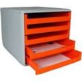 M&M Schubladenbox orange 30050959, DIN A4 mit 5 Schubladen