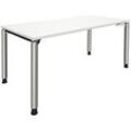 fm fastline höhenverstellbarer Schreibtisch weiß rechteckig, 4-Fuß-Gestell silber 160,0 x 80,0 cm