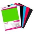 plottiX PremiumFlock Aufbügelfolie farbsortiert Flock-Folie 20,0 x 30,0 cm, 6 St.