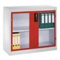 CP Stahlschrank 8831-055 S10192 lichtgrau, rubinrot, Acrylglas 120,0 x 50,0 x 100,0 cm, aufgebaut