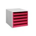 M&M Schubladenbox sunset-red 30050960, DIN A4 mit 5 Schubladen