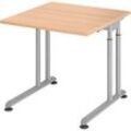 HAMMERBACHER ZS08 höhenverstellbarer Schreibtisch eiche quadratisch, C-Fuß-Gestell silber 80,0 x 80,0 cm