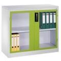 CP Stahlschrank 8831-055 S10191 lichtgrau, viridingrün, Acrylglas 120,0 x 50,0 x 100,0 cm, aufgebaut