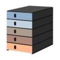 styro Schubladenbox styroval pro Emotions Beach blau, braun, orange 14-8000.BE, DIN C4 mit 5 Schubladen