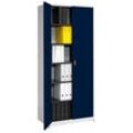 mauser Stahlschrank BF 5/22 STG - 7035/5003 lichtgrau, saphirblau 95,0 x 50,0 x 220,0 cm, aufgebaut