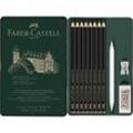 FABER-CASTELL Pitt Graphite Matt Graphitstifte HB, 2B, 4B, 6B, 8B, 10B, 12B, 14B schwarz mit Radierer, 1 Set