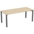 geramöbel Flex Schreibtisch ahorn, anthrazit rechteckig, 4-Fuß-Gestell grau 180,0 x 80,0 cm