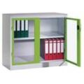 CP Stahlschrank 8821-055 S10202 lichtgrau, viridingrün, Acrylglas 93,0 x 50,0 x 100,0 cm, aufgebaut