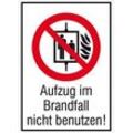 SafetyMarking® Verbotsaufkleber "Aufzug im Brandfall nicht benutzen" rechteckig 10,5 x 14,8 cm