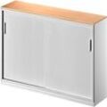 Schäfer Shop Genius Schiebetürenschrank TETRIS SOLID, 3 OH, Mitteltrennwand, B 1600 x T 413 x H 1170 mm, Buche/weißalu