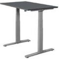 Schäfer Shop Select Schreibtisch SET UP, elektrisch höhenverstellbar, Rechteck, T-Fuß, B 1200 x T 800 x H 645-1290 mm, graphit/weißaluminium