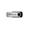 USB Stick MediaRange Serie MR, 32 GB, USB 2.0, Drehkappengehäuse, B 11 x T 11 x H 56 mm, schwarz-silber