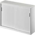 Schäfer Shop Genius Schiebetürenschrank TETRIS SOLID, 3 OH, Mitteltrennwand, B 1600 x T 413 x H 1170 mm, lichtgrau/weißalu