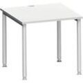 Schäfer Shop Genius Schreibtisch MODENA FLEX, 4-Fuß-Rundrohr, B 800 x T 800 mm, lichtgrau/weißalu