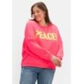 Sweatshirt mit Neon-Frontprint, reine Baumwolle, pink, Gr.42