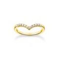 Ring V-Form mit weißen Steinen gold