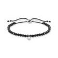 Armband mit schwarzen Onyx-Beads und weißem Stein Silber