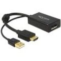 Delock 62667 HDMI / DisplayPort Adapter [1x HDMI-Stecker - 1x DisplayPort Buchse] Schwarz vergoldete Steckkontakte, mit Ferritkern 25.00 cm