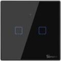 Sonoff T3EU2C-TX Smart Wall Switch, 2-Kanal Wand-Schaltaktor, schwarz, mit Ra...