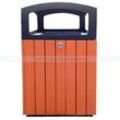 Mülleimer Orgavente Außenbehälter FLORA holzoptik 70 L Abfallbehälter für Draußen, mit Dach, schwarz-orange