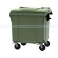 Müllcontainer fahrbarer Container 1100 L grün flacher Deckel, aus hochwertigem Kunststoff
