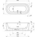 Koralle Badewanne T200 180/80 Acryl oval 1800x800x440 weiß VL120180080201