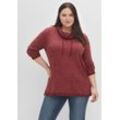 Pullover mit weitem Kragen, in melierter Optik, weinrot, Gr.56/58