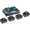 makita Werkzeugakkus mit Schnellladegerät Power Source Kit Lithium-Ionen 4x 5,0 Ah