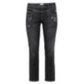 Gerade Stretch-Jeans LANA mit Comic-Druck, black Denim, Gr.46