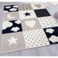 Teppich Home - Kinderteppich Babyteppich Patchwork Wolke Herz Sterne Mond Punkte Dots Teppich für Kinderzimmer verschiedene Farbvarianten,160x230 cm,