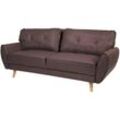 3er-Sofa HHG-474, Couch Klappsofa Lounge-Sofa, Schlaffunktion Stoff/Textil braun