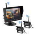 CARMATRIX HD Funk Rückfahrsystem Digital für LKW Wohnmobil Auto Transporter 7" Monitor mit Aufnahmefunktion, Mikrofon 2 Kameras